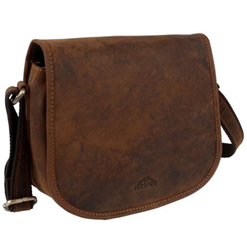 Image of Oakridge Leather Ladies Cross Body Saddle Bag - Brown Hunter Leather