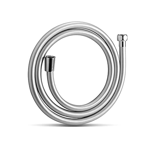 Image of OFFO PVC Universal Smooth Shower Pipe with Washer - High Pressure Shower Hose for Bath Taps, 1.5m, Silver