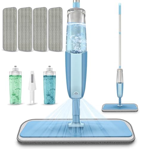 Image of Spray Mops for Cleaning Floors - MEXERRIS Microfibre Floor Mop with 4 Reusable Washable Pads & 2 Refillable Bottles- Wet Dry Dust Mop for Laminate Wood Vinyl Ceramic Hardwood - Home Commercial Mop