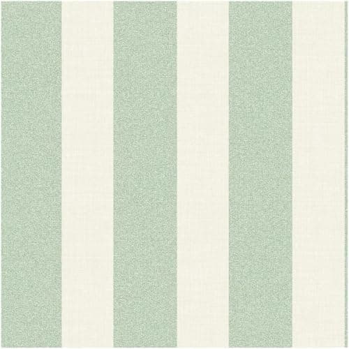 Image of Full Roll - Green Textured-Look Striped Wallpaper 10.05m x 53cm Roll - Washable Peelable Easy to Hang - Contemporary Versatile Modern Kids Bedroom Living Room Sage Panel