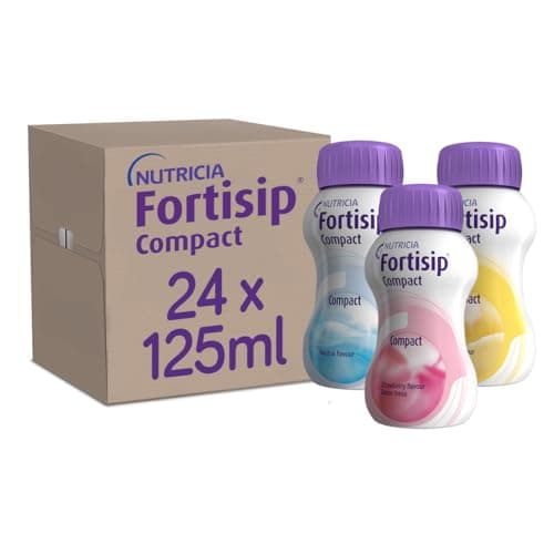 Image of Fortisip Compact Mixed Flavour Case 125ml, Pack of 24 (Banana, Strawberry, Vanilla, Chocolate, Mocha and Unflavored)
