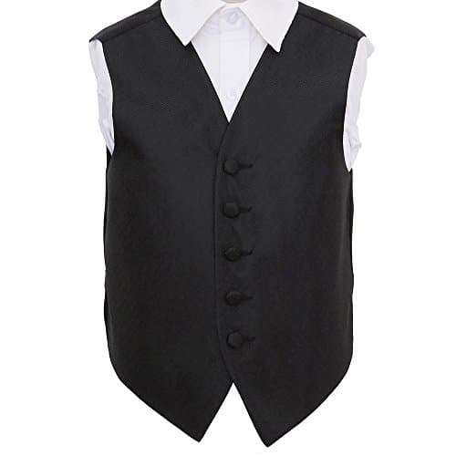 Image of DQT Boys Greek Key Waistcoat - Wedding Party & Formal - Black 13-14 Years: 34"