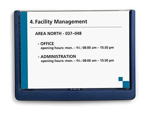 Image of Durable Click Information Sign 210 x 148.5 mm Dark Blue | Door and Wall Sign | Includes Fittings | Ideal for Offices, Hotels, Public Buildings, etc.