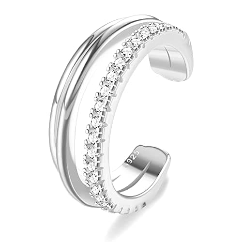 Image of ORAZIO 925 Sterling Silver Ear Cuff Earrings CZ Non-Piercing Fake Helix Cartilage Cuff Earrings Conch Gold Cuffs Earrings for Women Various Styles