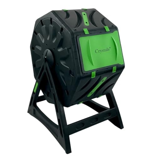 Image of Crystals 65L Garden Compost Bin, Rotating Tumbling Composter Bin for Garden, Barrel Rotating Composter with Air Holes (with Plastic Legs)