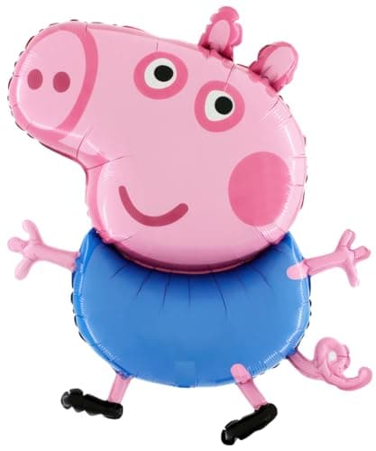 Image of Foil Kids Balloon PEPPA-PIG - GEORGE Theme 37'' - Blue & Pink, Double-Sided Print, Fillable with Helium or Air - Perfect for Birthday Parties & Celebrations - By Electoys