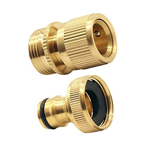Image of Tesmotor Garden Hose End Brass No-Leak Connector Fitting, Water Hose 3/4 inch Female and Male Quick Connector Adapter(1 pair)