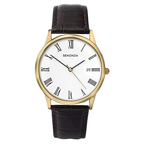 Image of Sekonda Men's Analogue Quartz Watch with 38mm Alloy Case, White Dial and Leather Upper Strap 3676