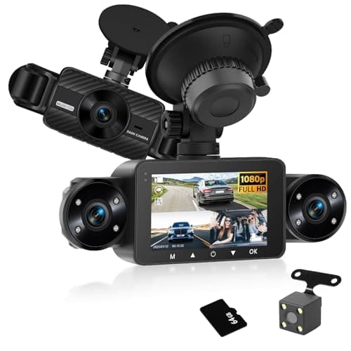 Image of 4 Channel 1080P Dash Cam, Hodozzy 3 Inch IPS Dash Camera for Cars, 1080P Quad-Camera Car Dash Cam with Night Vision, G-Sensor, Parking Monitor, Loop Recording, 64G SD Card(Not Support Wifi Video)
