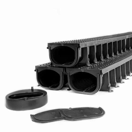 Image of EasyFlow Shallow Water Channel Drain 3m Garage Pack - ACO Drains Multipurpose Drainage System for Garage, Patio, Driveways, and Gardens - A15 Load Class - 3 x 1m Lengths with Full Kit and Accessories