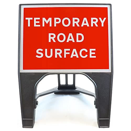 Image of Temporary Road Surface 600x450mm Road Sign - Plastic Temporary Road Street Traffic Safety Sign for Road and Street Works - Freestanding with Reflective Sign Face