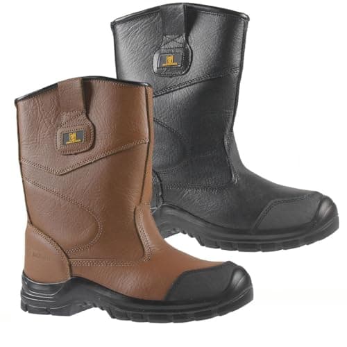 Image of MAXSTEEL MENS LEATHER RIGGER BOOTS FUR LINED S3 SAFETY STEEL TOE CAP PULL ON WATER RESISTANT WORK BOOTS (BLACK, UK Footwear Size System, Adult, Men, Numeric, Medium, 9)