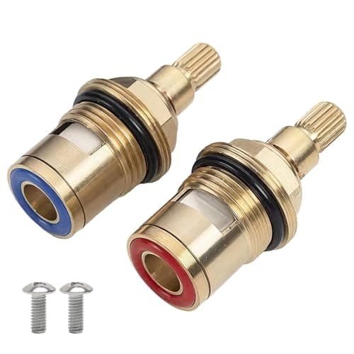 Image of 2 Pcs Ceramic Tap Cartridge 1/4 Turn 20 Spline, Tap Valve Replacement for Shower Bath Taps with Washers, Tap Glands Seals Repair Kit, Solid Brass Ceramic (1 Pair Hot & Cold)