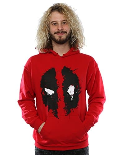 Image of Marvel Men's Deadpool Splat Face Hoodie Medium Cherry Red
