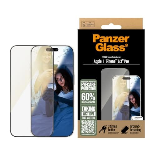 Image of PanzerGlass Eye Care Screen Protector for Apple iPhone 16 Pro 6.3" 2024| Anti-Reflective, Anti-Bluelight, Drop/Scratch Protection, Edge to Edge Coverage, Easy Install - Clear