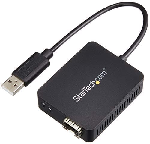 Image of StarTech.com USB to Fiber Optic Converter - Open SFP - 100Mbps - Windows & Linux - USB to Ethernet Adapter - USB Network Adapter (US100A20SFP), black