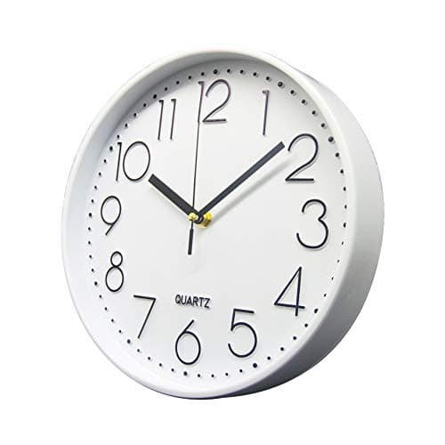 Image of Delgeo Modern Silent Wall Clock 25-30cm, Minimalist White Clock for Living Room & Kitchen,Premium Wall Decor for Home Office