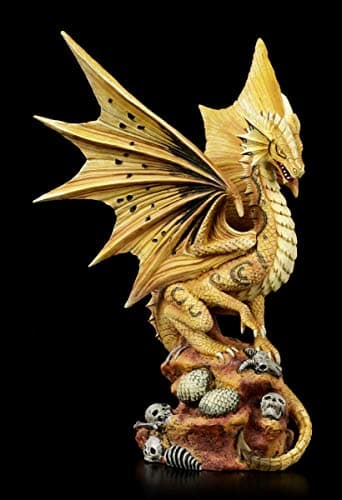 Image of Unknown Dragon Fantasy Figure - Adult Desert Dragon Motif by Anne Stokes | Fantastic Creature and Gothic Figurine Hand Painted with Gift Box Height 28 cm