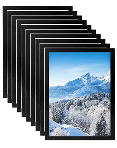 Image of QWORK® 10Pcs A4 Magnetic Frames, Adhesive Magnetic Display Frame, Black, for Ads, Notices, Documents