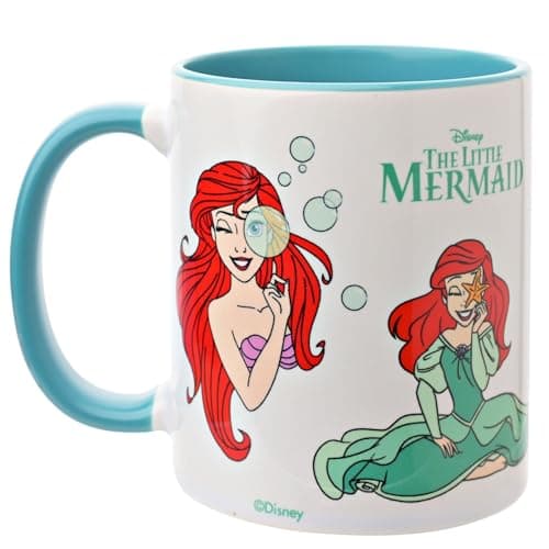 Image of Widdop and Co. - Disney The Little Mermaid Ariel Mug - Blue/White Tea & Coffee Glazed Stoneware Icons & Villains Drinking Cup - Officially Licensed Disney Merchandise (325ml / 11.4oz).