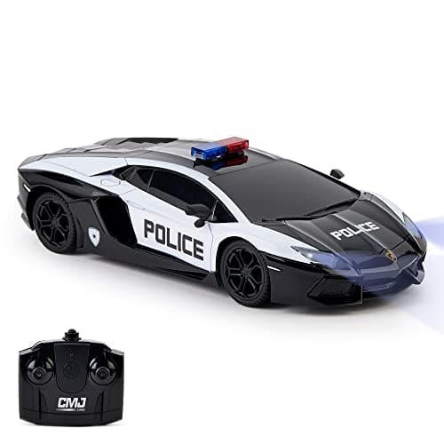 Image of CMJ RC Cars Lamborghini Aventador LP700-4 Police Car Officially Licensed Remote Control Car 1:24 Scale Working Lights 2.4Ghz