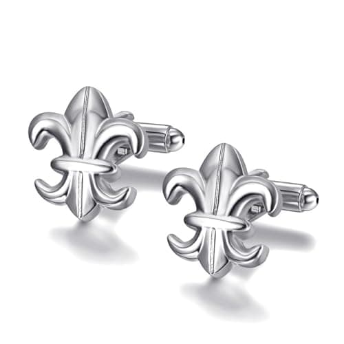 Image of BOBIJOO Jewelry - Cufflinks Silver Fleur-de-Lys of France