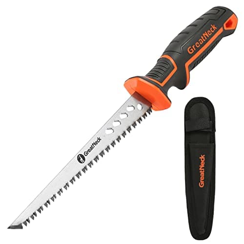Image of GreatNeck 74027 Rasping Jab Saw and Sheath, Drywall Cutter, Hand Saw for Drywall, for Keyhole Saw Kit, Sheetrock Saw, Ergonomic Handle, 8 TPI