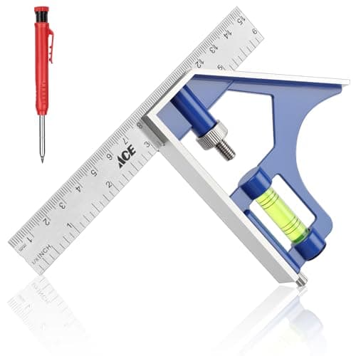 Image of flintronic 150mm Combination Square, Stainless Steel Angle Ruler, with Built in Spirit Level & Marker Pins, Metric & Imperial Scales, Measuring Tool for Carpenter/Engineer/Woodworking