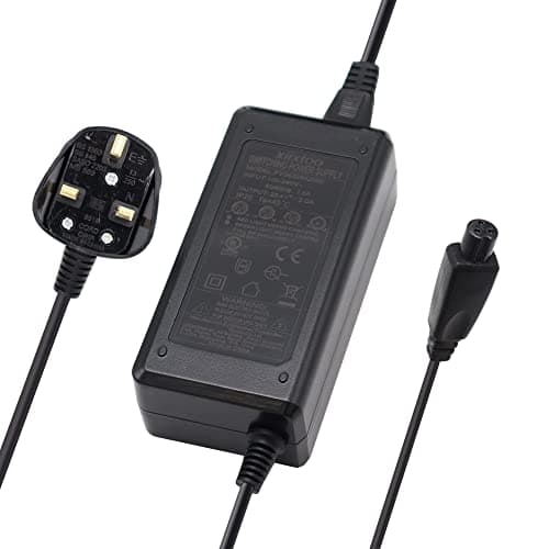 Image of xiixtoo 24V 2A E-bike Quad Moped Electric Scooter Charger for E100, E100S, E125, E150, E200, E300, E500S, X250, PR200, MX350 - Black, 3-pin Female Inline Connector, 12mm Conversion Plug
