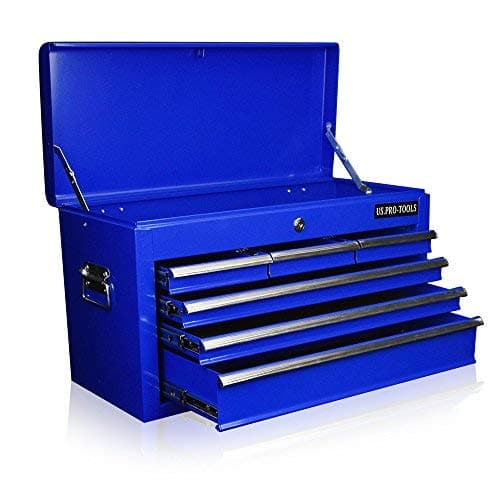 Image of US PRO TOOLS Tool Box 6 Drawer Mobile Tool Chest Portable Tool Cabinet Blue Ball Bearing Slide Drawers