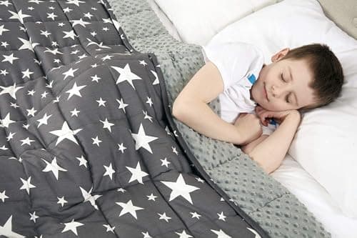 Image of viceroy bedding Weighted Blanket for Autism Anxiety - 100% Cotton with Sensory Soft Dot Reverse Side - Heavy Weight Blanket for Sleep Therapy - GREY STARS (100cm x 155cm - 4.5kg)