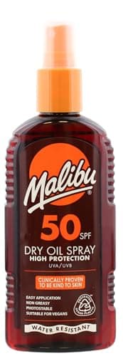 Image of Malibu Sun SPF 50 Non-Greasy Dry Oil Spray for Tanning, High Protection, Water Resistant, 200ml