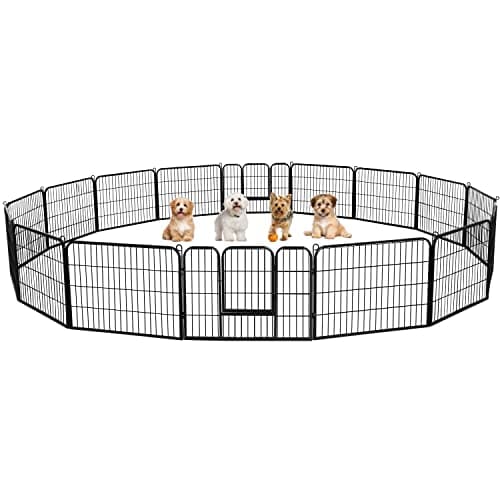 Image of Yaheetech Dog Playpen, 16 Panel Puppy Play Pen Heavy Duty Pet Exercise Fence for Garden/Yard 60cm Height