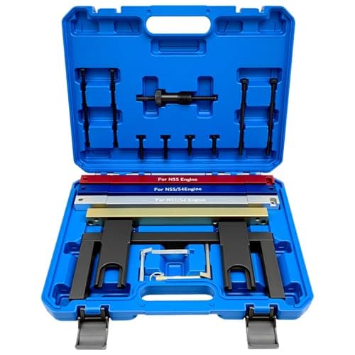 Image of ZKTOOL Engine Camshaft Alignment Locking Timing Tool Kit Compatible for BMW 2.5 3.0 N51 N52 N53 N54 N55 E60 E61 E63 E64 E65, Crankshaft Flywheel Setting Tool Set, Timing Chain Belt Tensioning Tool