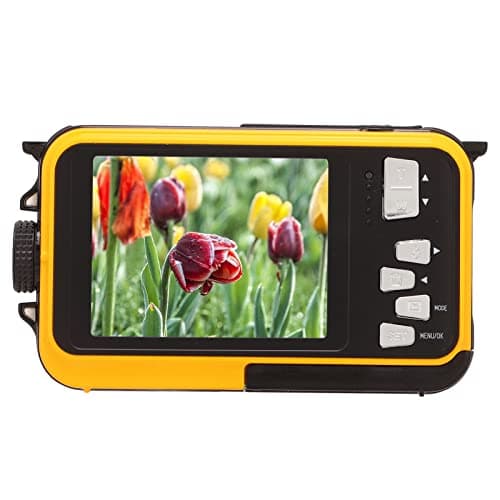Image of Full HD 2.7K 48MP 10ft Waterproof Underwater Digital Camera 16X Digital Zoom Front Rear Double Screens Waterproof Digital Camera Yellow Snorkeling Aquapix Splash W1024 Digital