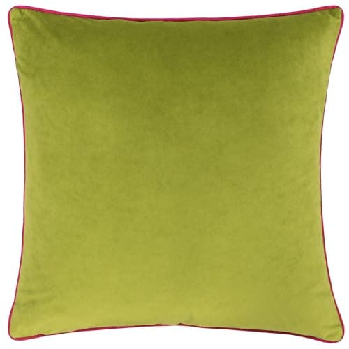 Image of furn. Meridian Cushion Cover – Luxury Contrast Piped Velvet Decorative Case (Lime/Hot Pink - 45x45cm)