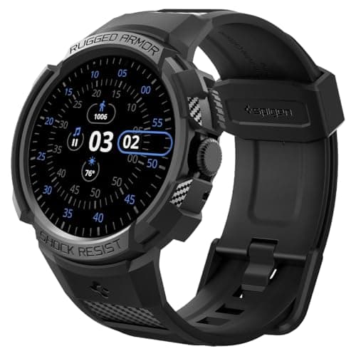 Image of Spigen Rugged Armor Pro Case with Strap Band Compatible with Google Pixel Watch 3/2/1 41mm (2024/2023/2022) - Black