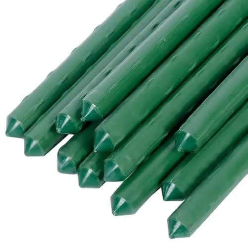 Image of 1.2m x 11mm Green Garden Plant Stakes Climbing Plants Support Canes Poles Sticks Spikes - Made from Strong Steel with a Plastic Coating (20)