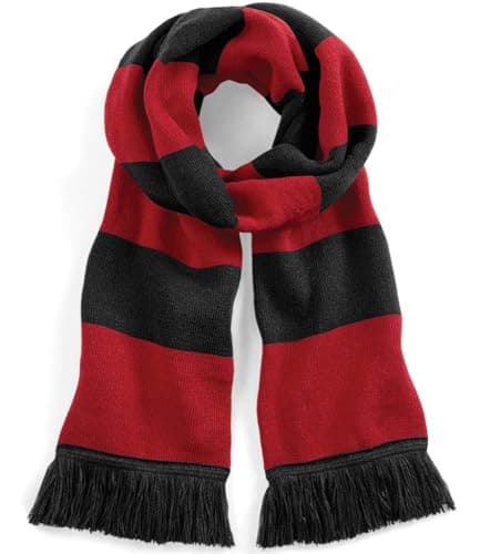 Image of ASVP Shop Stadium Scarf – Double-Layer Acrylic Tassel Scarf, Unisex Football & Rugby Team Winter Accessory, One Size (Black/​Classic Red)