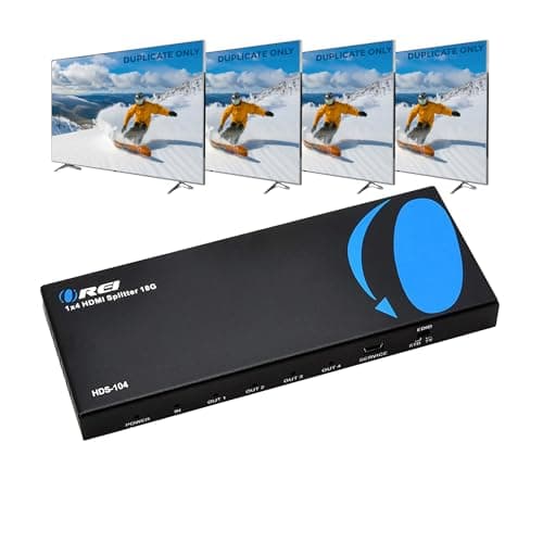 Image of OREI HDMI Splitter 1 in 4 Out – 4K@60Hz HDMI 2.0 Splitter with HDCP 2.2, EDID Management, and LPCM/Dolby/DTS Audio Support– Compact Plug & Play Design