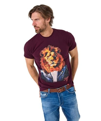 Image of Joe Browns Male Twin Needle Finish Men's Stylish Graphic Tee, Regular, Purple, UK XL