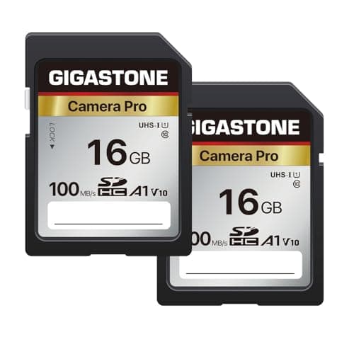 Image of Gigastone 16GB SDHC Memory Card, Pro Series Camera, Pack of 2 Cards, Up to 100MB/s Speed, Compatible with Canon Nikon Sony Camcorder, A1 U1 V10 UHS-I Class 10 Camera for Full HD Video