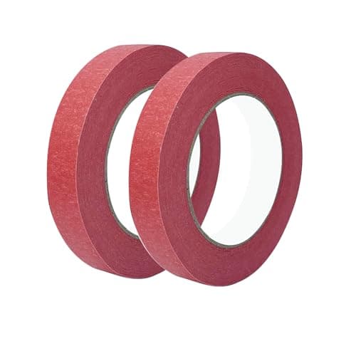Image of Qrity 2 Rolls Masking Tape, 24mm x 50m Indoor Painting Tape, Decorators Painters Tape for Painting, Arts, Crafts, Red