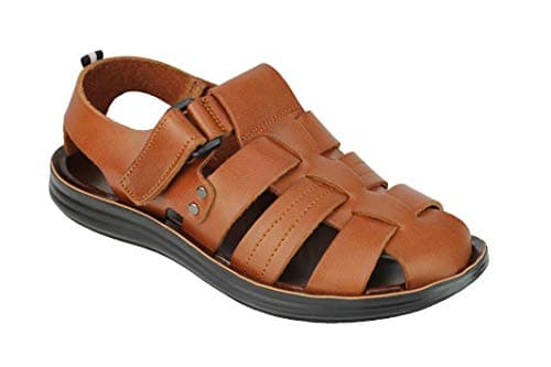 Image of Xposed Mens Leather Cross Strap Sandals Jesus Style Summer Holiday Beach Walking Mules[SANDAL-2201,43,Brown]