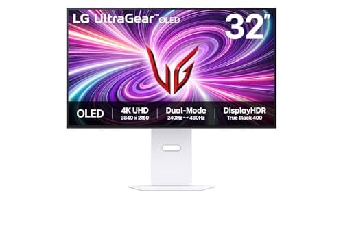 Image of LG UltraGear OLED Gaming Monitor 32GS95UV-W, 32 inch UHD, Dual mode 4K: 240Hz / FHD: 480Hz, 0.03ms Response Time, NVIDIA G-Sync & AMD FreeSync Premium Pro, 7W Stereo speakers, DisplayPort, HDMI 2.1