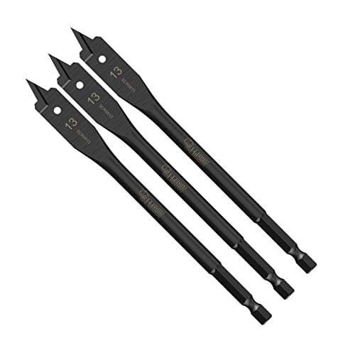 Image of 3 x SabreCut SCRIW13_3 13mm x 152mm Impact Rated Flat Wood Spade Bits for Softwood Hardwood Chipboard