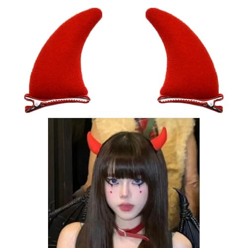 Image of Halloween Red Devil Horns Hair Clips for Women Girls Halloween Hair Clips Barrettes for HalloweenParty Cosplay Costumes Accessories Gift for Girls Christmas Hairclip 2Pcs