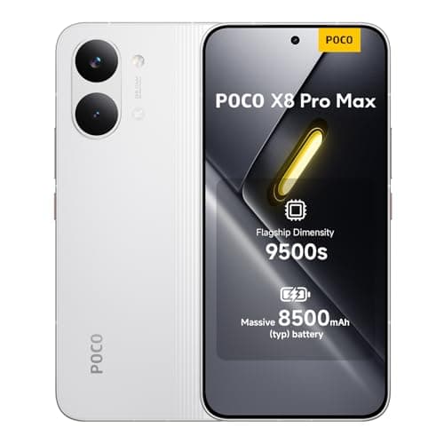 Image of POCO X8 Pro Max, Smartphone 12+256 GB, Flagship Dimensity 9500s, 8500mAh (typ) battery, ultra-bright AMOLED display, 50MP Light Fusion 600 with OIS, White, 1 year extra warranty, Charger Not Included