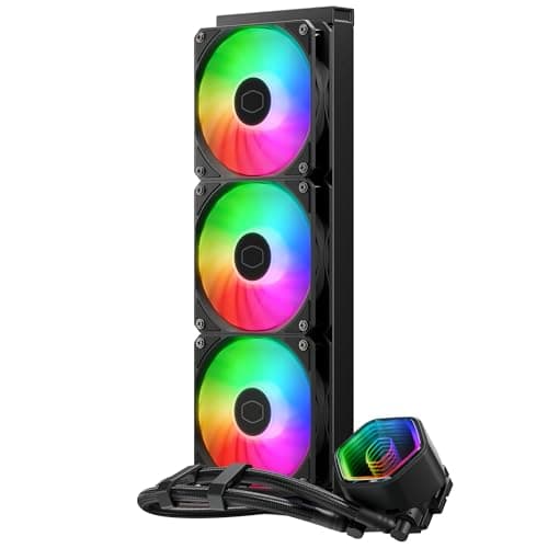 Image of Cooler Master MasterLiquid 360 Core II CPU Liquid Cooler - 360mm AIO Water Cooling System (Max. 280W TDP), GR9 Dual-Chamber Pump, Enhanced ARGB Gen 2 Fans, Quick-Mount AMD & Intel Kits - Black
