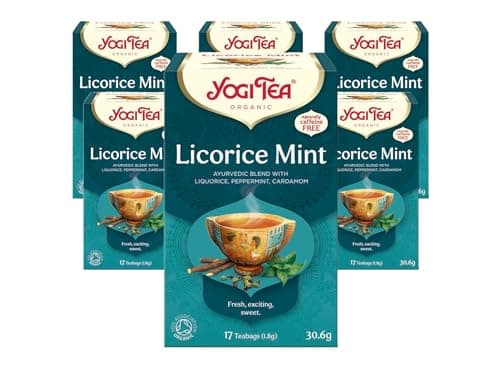 Image of Yogi Tea, Liquorice Mint, Organic Spice and Herbal Tea, Caffeine Free, Blend of Liquorice, Peppermint and Cardamom, 6 Packs x 17 Tea Bags (102 Teabags Total)